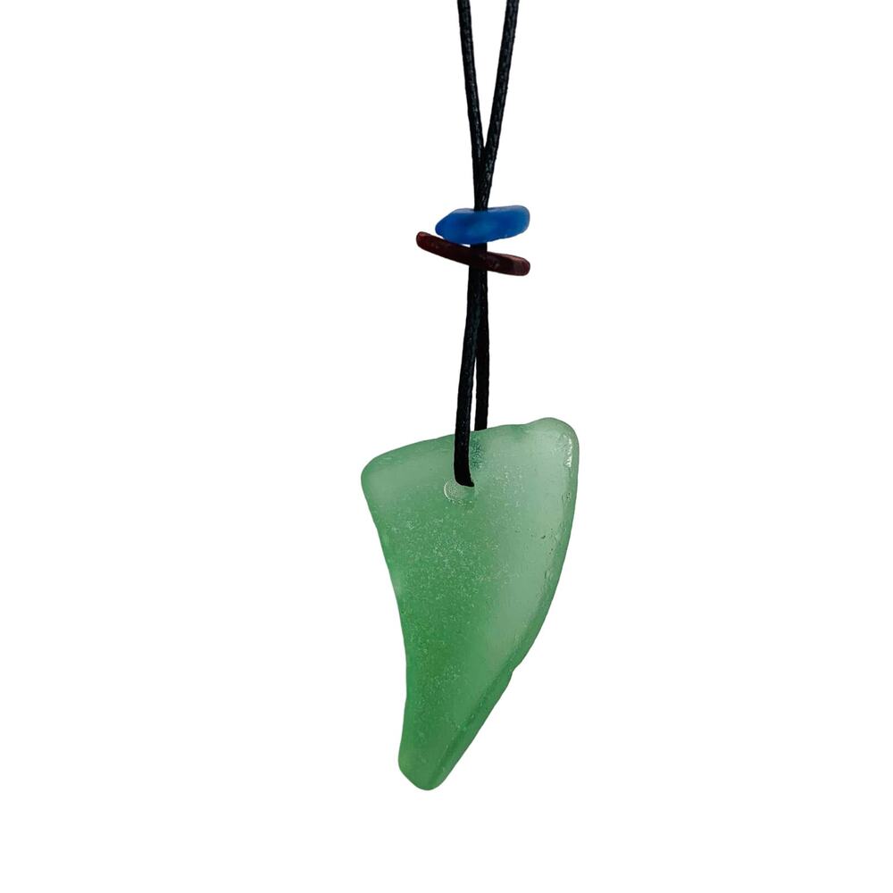 Seaglass Necklace Green Blue Red Rope Rincon Puerto Rico Adjustable - Picture 3 of 10